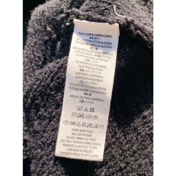 Free People Textured Cuddle Up black Oversize Sweater sz M - Picture 9 of 10